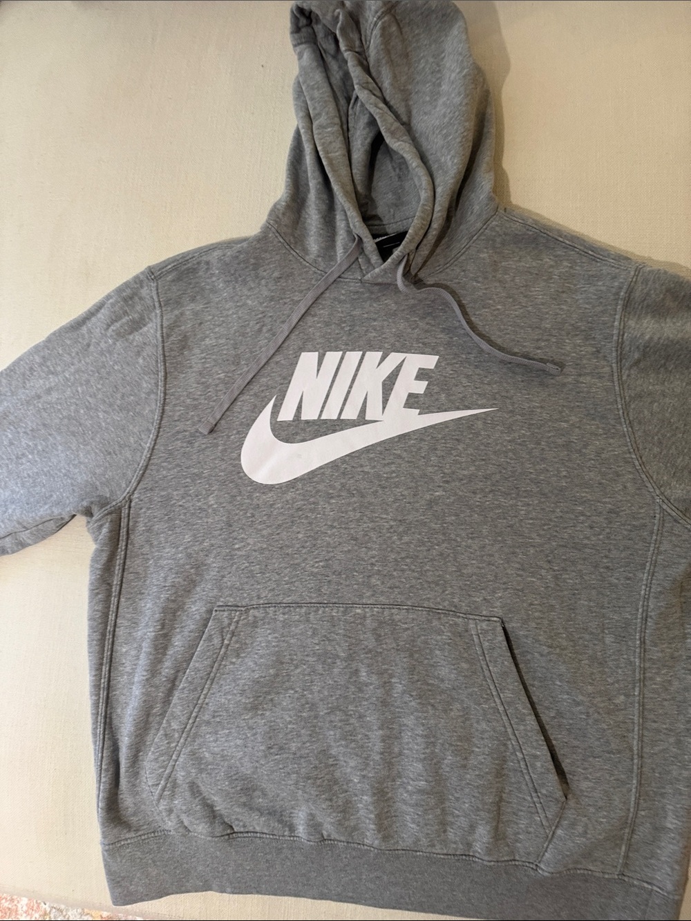 Nike Grey Pullover Hoodie with White Swoosh Logo